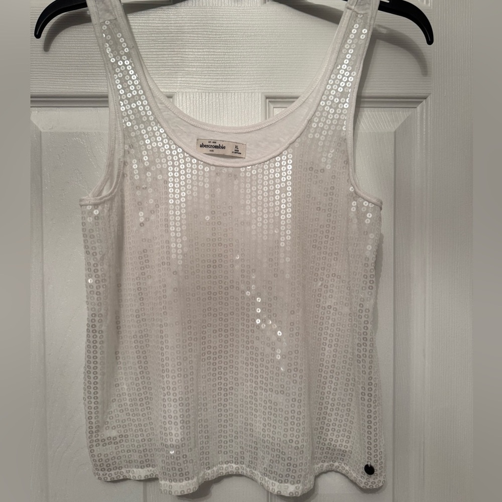 White sequin Abercrombie & kids tank top